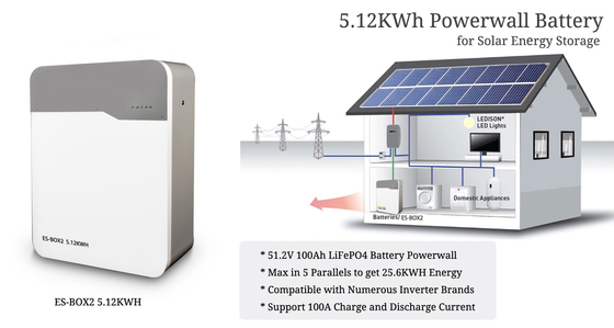 Adlık Voltaj 51.2V LiFePO4 Batarya 5kwh 10kwh Ev Güneş Sistemi için Enerji Depolama