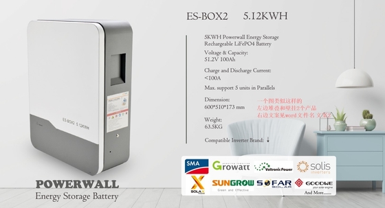 Güneş Enerjisi Depolama Sistemi Tipi için Duvar Montajlı 5kWh 10kWh LiFePO4 Fosfat Pil
