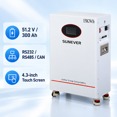 SUNEVER TD-15 15kWh LiFePO4 Ev Bataryası 51.2V 300Ah Yerüstü Güneş Enerjisi Depolama