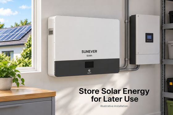 SUNEVER 5kWh Duvarlı LiFePO4 güneş enerjisi depolama bataryası 51.2V 100Ah güneş bataryası depolama sistemi için