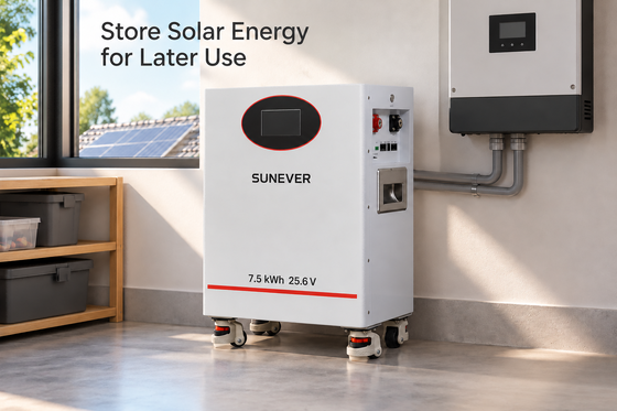 SUNEVER 7.68kWh 25.6V 300Ah LiFePO4 Lityum Güneş Enerjisi Bataryası Ev Enerji Depolama ve Şebekeden Bağımsız Yedek Güç İçin