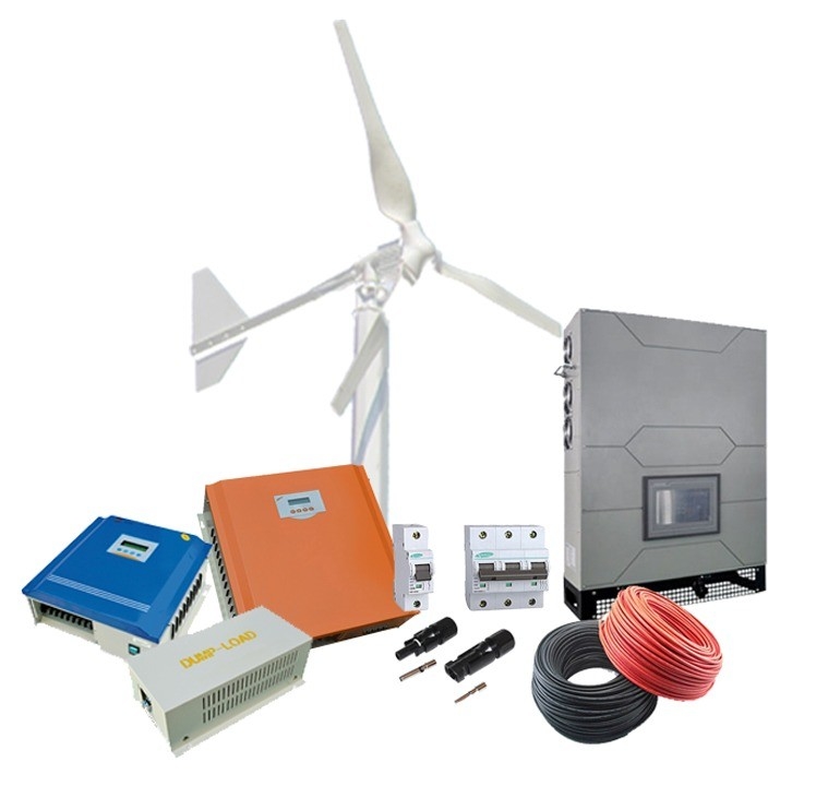 1KW / 2KW / 3KW Ev Türbin Jeneratörü Rüzgar Enerji Sistemi Rüzgar Güneş Hibrit Denetleyicisi ile