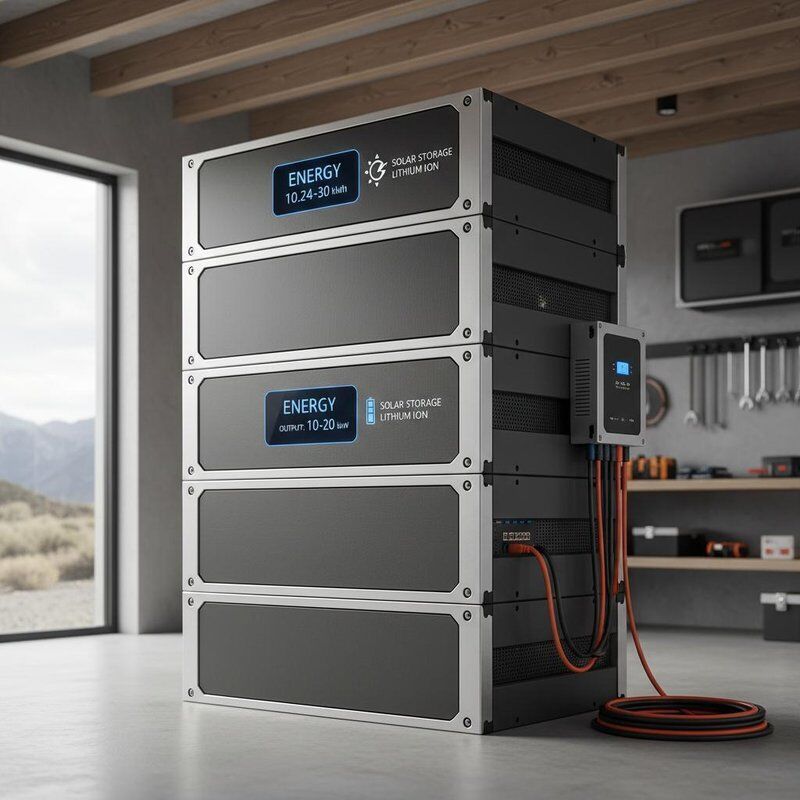 Enerji 10,24kWh - 30kWh Lityum İyon Güneş Enerjisi Depolama Bataryası Çıkış Gücü Aralığı 10 - 20 KWh Şebekeden Bağımsız Güç Depolama Sistemi