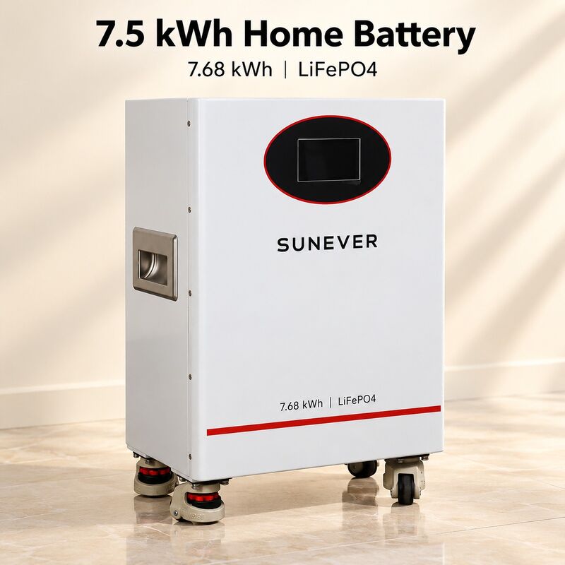 SUNEVER 7.68kWh 25.6V 300Ah LiFePO4 Lityum Güneş Enerjisi Bataryası Ev Enerji Depolama ve Şebekeden Bağımsız Yedek Güç İçin